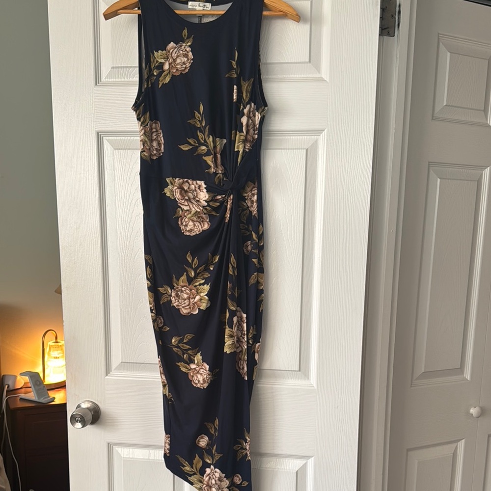 Nine Britton Blue Tan Sheath Midi Dress